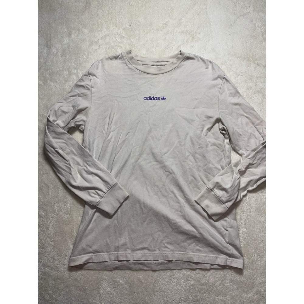 Adidas Originals Vintage Long Sleeve T Shirt Smiley Face Logo Mens Size L